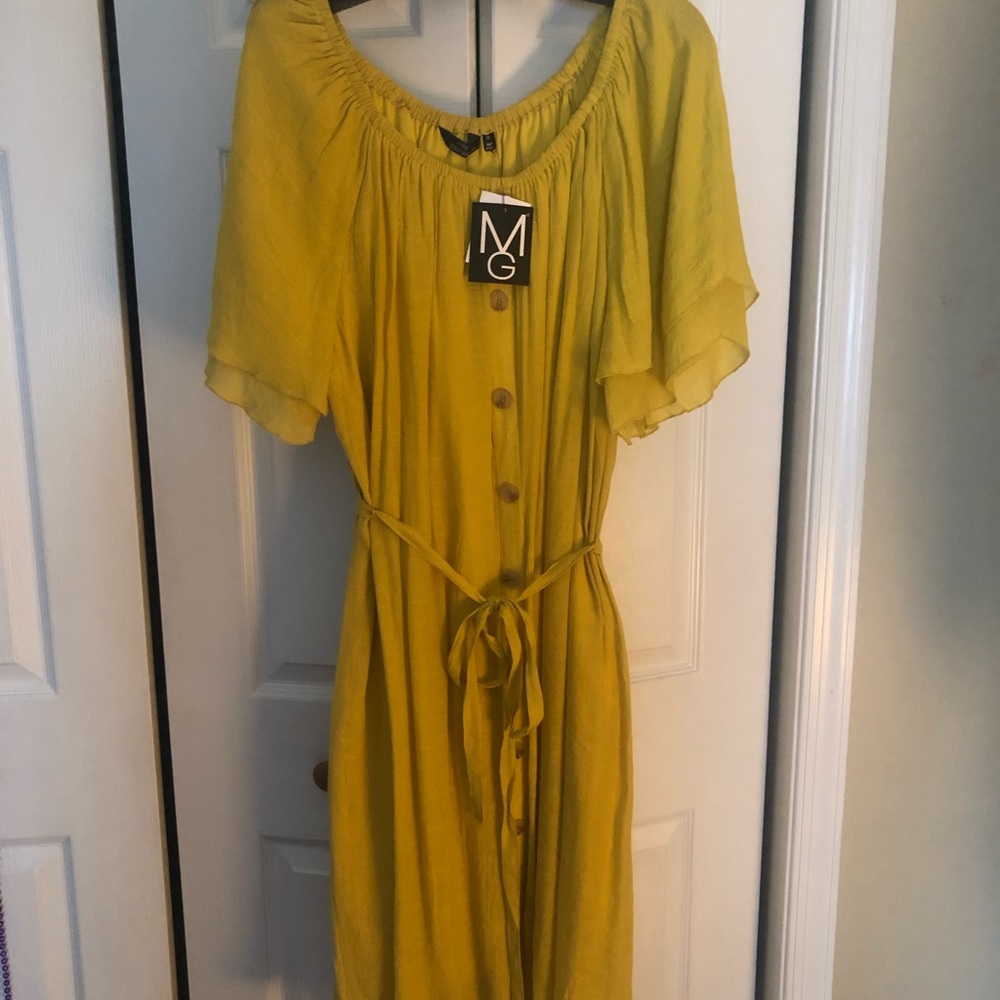 3X Mustard colored button down dress